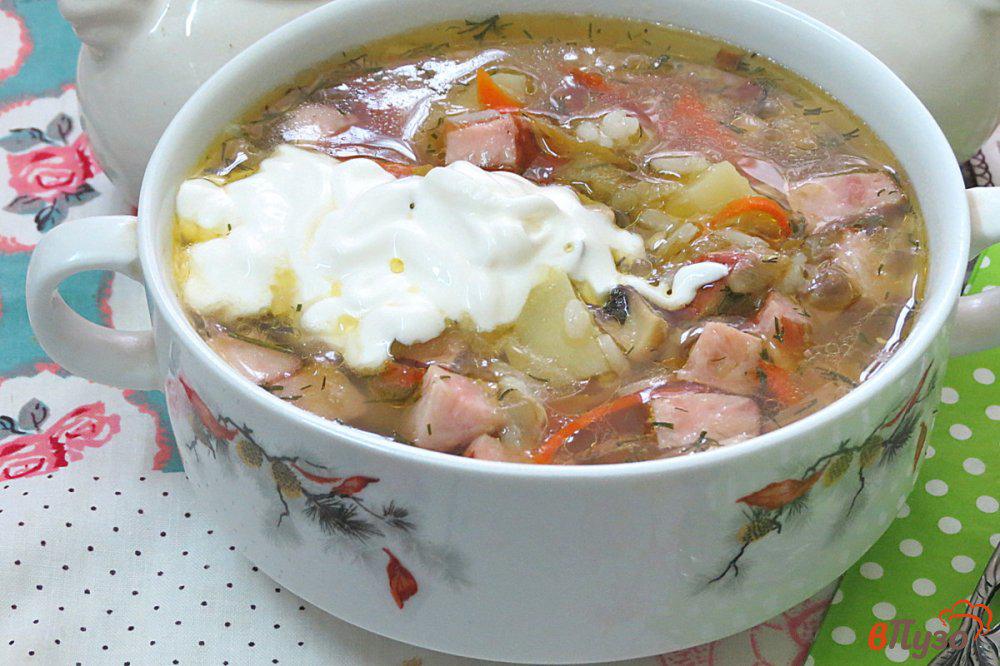 Рассольник с рисом и колбасой
